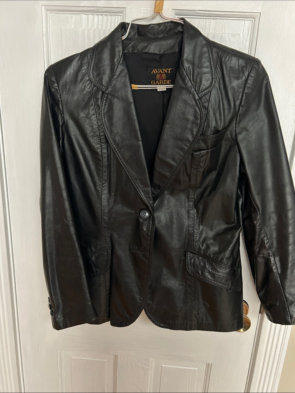 Women's Black Leather Blazer Jacket